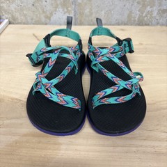 Chaco Kids ZX/1 Ecotread Hiking Sandals Distinct Teal Orange and Purple Size 3