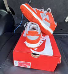 Nike Dunk Low GS 5Y Orange/Gray Colorblock Leather Low Top Sneakers FB9109-011