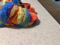 Size 4 – UGG Australia Fluff Yeah Slide Rainbow Stripe 1119840K-RSTR Kids Sandal