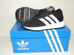 adidas OrthoLite Black/White 3-Stripes Slip-On Athletic Shoes Toddler Kids 9K