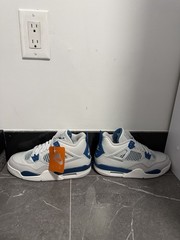 Jordan Air Jordan 4 Retro GS White Blue Leather Athletic Shoes 6Y Youth