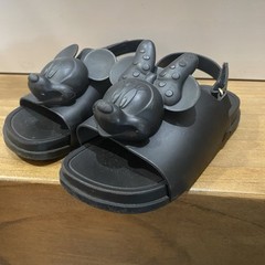 MINI MELISSA Disney Beach Slide Black Sandals 3D Mickey & Minnie Sz 9