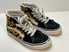 Vans Off The Wall high top skateboard shoes youth 13 flowers 507698 black white