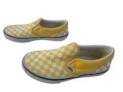 VANS Checkered Yellow & White Slip On Shoe YOUTH Size 2.5