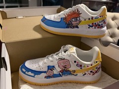 Custom Nike Force 1 Low EasyOn PS Rugrats Hand Painted Kids Size 1.5Y EU33.