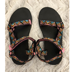Teva Unisex Kids Strappy Sandals Black Pink Blue Yellow Geometric Lightweight