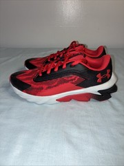 NIB Under Armour Kid Shoes Charged Scramjet Black Red Size 4.5 (GS) #school