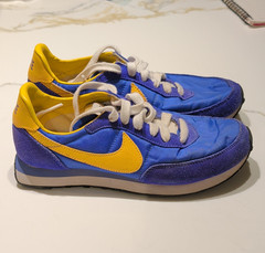Nike Waffle Trainer 2 GS Blue/Yellow Suede Lace-Up Sneakers 5Y DC6477-402