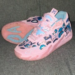 PUMA LaMelo Ball MB.03 Kids Pink/Blue Animal Print Lace-Up Basketball US 9