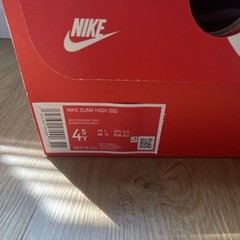 Nike Dunk High GS White Midnight Navy Leather Sneakers 4.5Y Unisex Kids