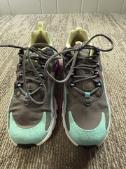 Nike Air Max 270 React Shoes Youth Size 4.5Y Gray Purple Sneakers BQ0103-007