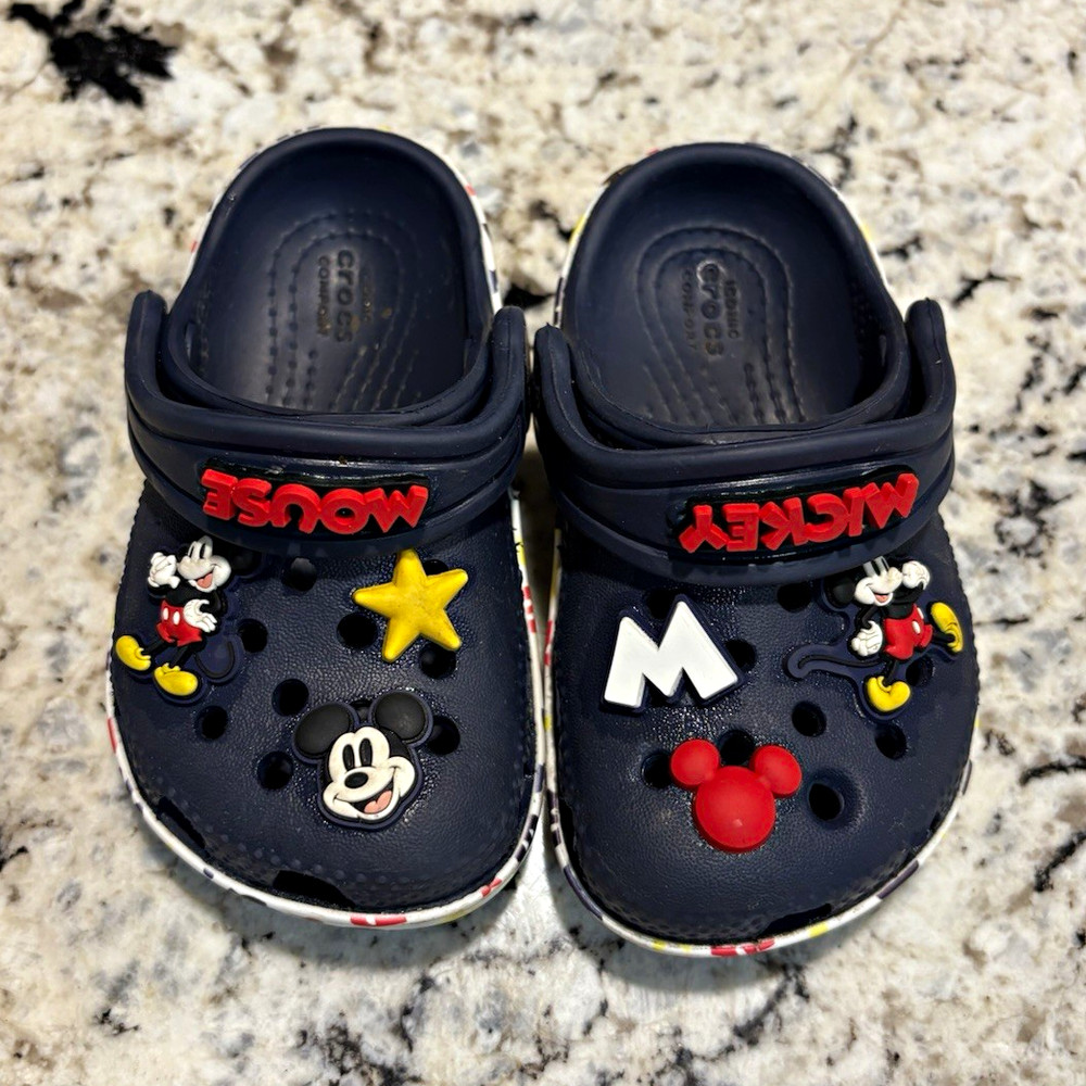 Crocs Disney Mickey Mouse Navy Blue Clog Shoes Kids US 5 Slip-On