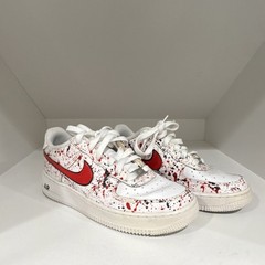 Nike Air Force 1 Kids Leather Splatter White Red Black Sneakers US 5.5