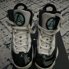 Jordan 6 Rings White Black Mint Green Unisex Kids 7Y 323419-115 High Top Sneaker