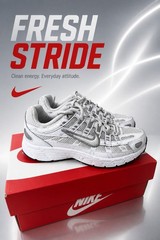 Nike P-6000 (GS) Size 2Y Platinum Tint Shoe HV5064-003 EUC School Casual Active