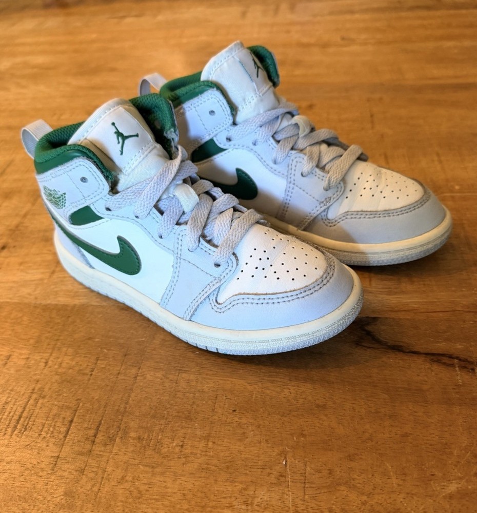 Jordan 1 Mid Summit White Pine Green Pure Platinum Kids Choose Size 11C