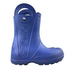 Crocs Kids Size J2 Handle It Blue Easy On Lightweight Pull On Rubber Rain Boots