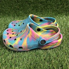 Crocs Kids Size C13 Marble Tie Dye Classic Style Aqua Pink Yellow *READ