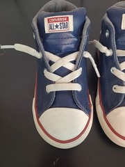Converse All Star Navy Blue Red White Leather High Top Sneakers Infant Size 10