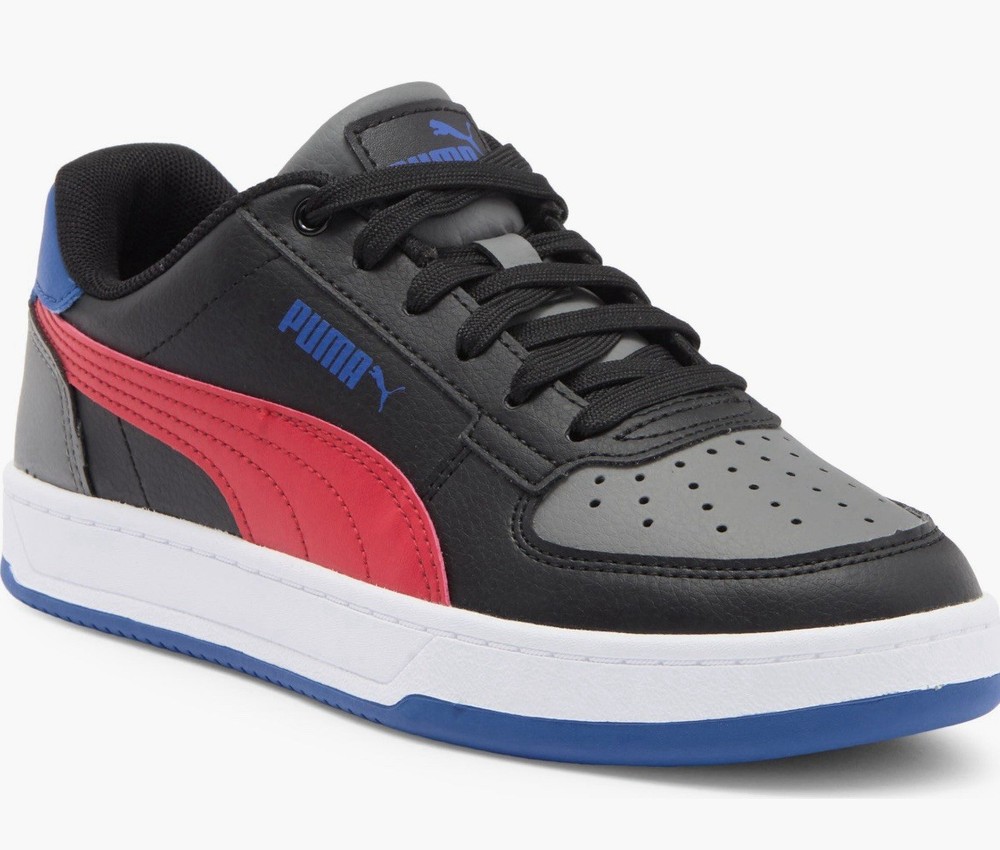 PUMA Caven 2.0 JR. Black/Red/Grey Lace Up Youth Boys Sneakers Shoes (393837-55)