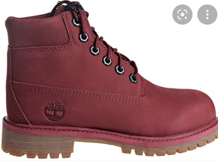 TIMBERLAND 6IN WATERPROOF BOOT BURGUNDY NUBUCK leather 2.5 big girls Rts$130