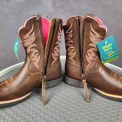 Ariat Firecatcher C Boots Kids Size 9 Brown Leather Zip Western Rowdy Brown