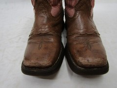 Durango Little Youth Size 12 M Pink Brown Leather Buckaroo Stockman Cowboy Boots