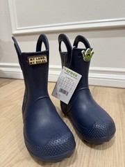Crocs Handle It Rain Boots Youth Sz C12 Dark Bluez Rubber Pull On Handles