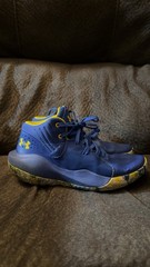 Under Armour Curry 7 Kids Basketball Sneakers Blue Yellow Mid Top US 5Y