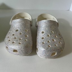 Kids Crocs Classic Glitter Clog White Multicolored Glitter J2