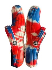 Crocs Classic Junior 6 Clog Tie Dye Lined Red White Blue USA Unisex Patriotic