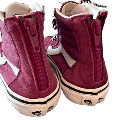 VANS High Top Shoes Maroon Suede/ Canvas Lace Up & Zip Back Kids Size 12.5