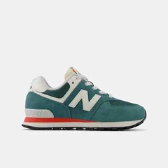 New Balance Lightweight Kids Shoes 574 New Spruce With Blast Red (Size 13-3)
