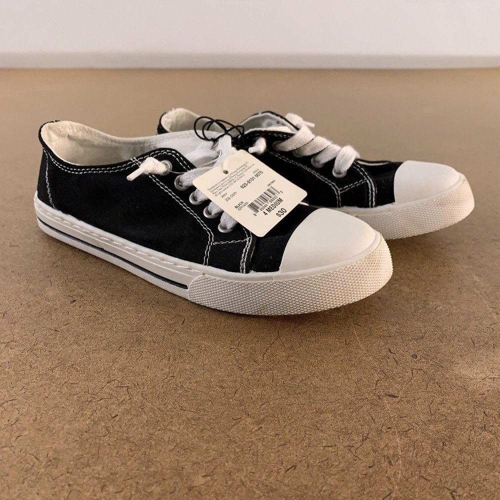 Thereabouts Unisex Kids Shoe Size 4M Black Canvas Slip On Scooter Sneakers NWT