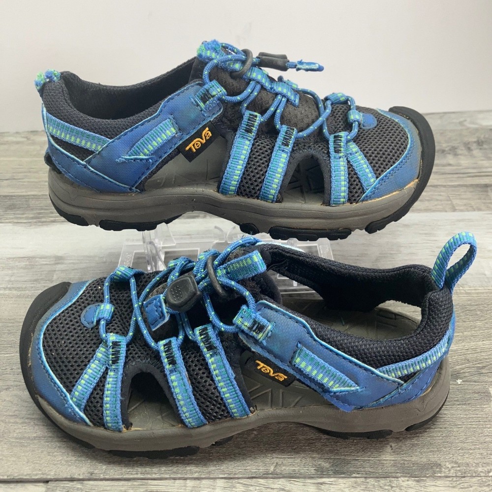 Teva Kids Blue Green Closed Toe Sport Sandals Bungee Water Hiking Shoes Size 12
