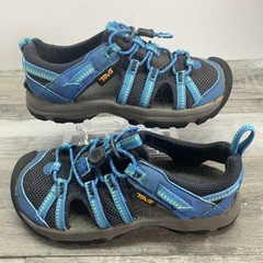 Teva Kids Blue Green Closed Toe Sport Sandals Bungee Water Hiking Shoes Size 12