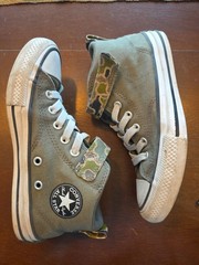 Converse All Star Malben Mid Top Olive Green Camo No Tie Sneakers Size 2 Youth