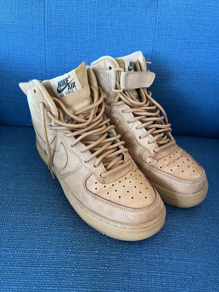 Nike Air Force 1 Tan High Top Sneakers Size 6Y 807617-200