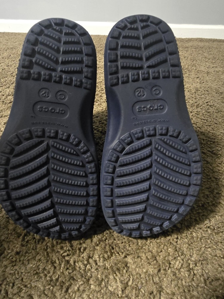 Crocs Unisex Kids Rain Boots Navy Pull-On Rubber Ankle Logo US Size 12