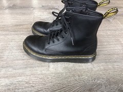 Doc Martens Zavala J Leather Combat Boots Black Kids Size 3 Youth Boot Dr.