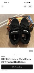 Heelys Propel 2.0 Wheeled Heel Sneakers Black/White Youth US 4 EU 35