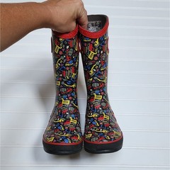 Bogs Construction Vehicle Print Rain Boots Size 2 Big Kids