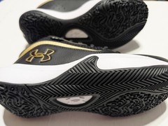 Under Armour UA GS Lockdown 7 Black Gold Breathable Kids Athletic Sneakers 4Y