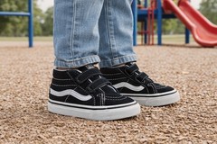 Vans Toddler Size 7.5 SK8-Mid Reissue V Hook Loop Sneakers Boys Black Shoes Boys