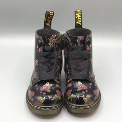 Dr. Martens 1460 Pascal T Black Floral Coated Leather Boots Kids Size US 8 UK 7