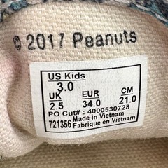 Vans X Peanuts Authentic Sneakers Comics Kids Size 3Y Shoes Snoopy Charlie Brown