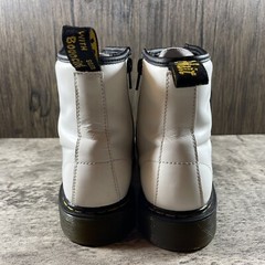 Dr Doc Martens 1460J Combat Boots White Leather Lace Up Side Zip Youth US 4M /5L