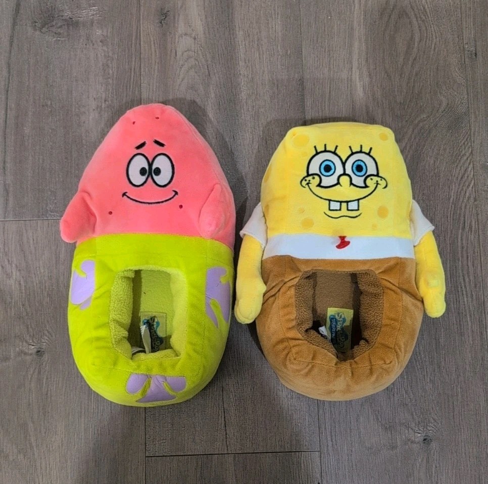 SpongeBob SquarePants Patrick Star YOUTH/adult Plush Slippers Size S/M BIN 3