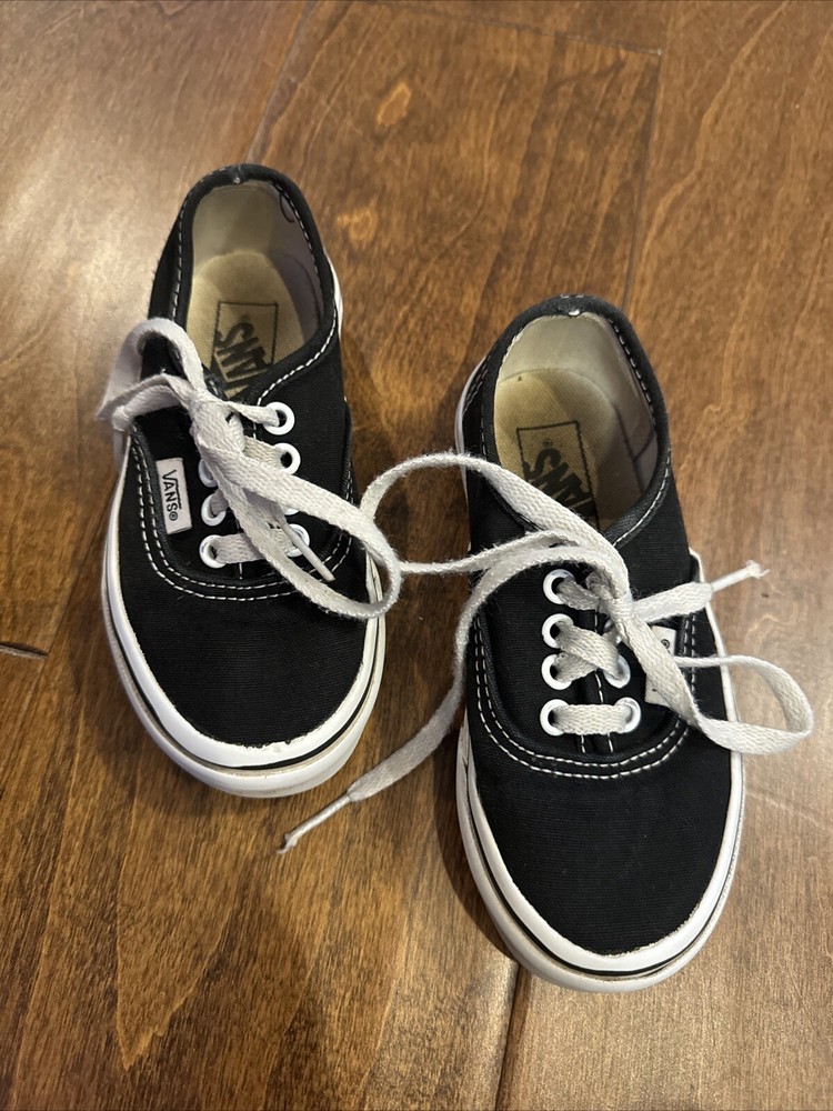 Vans Classic Authentic Canvas BLACK/WHITE Toddler Size 10.5