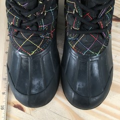 Sperry Port Rainbow Rain Duck Boots Youth 4 M Lace Up Quilted Black SCK166394